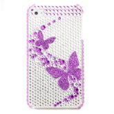 Case dura com Cristais Borboleta Para Iphone 4/4s